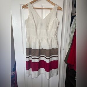 Ann Taylor Striped Midi A-Line Dress, Size 6 Petite